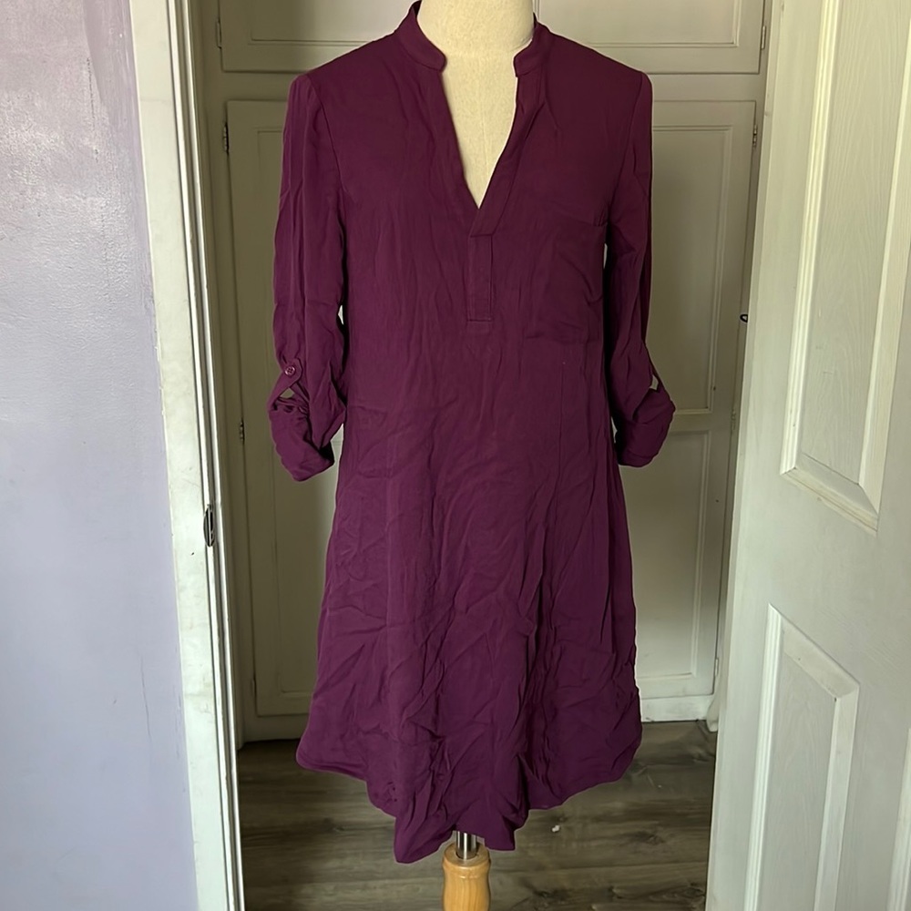 Justfab NWOT purple loose fitting L/S shirt dress.